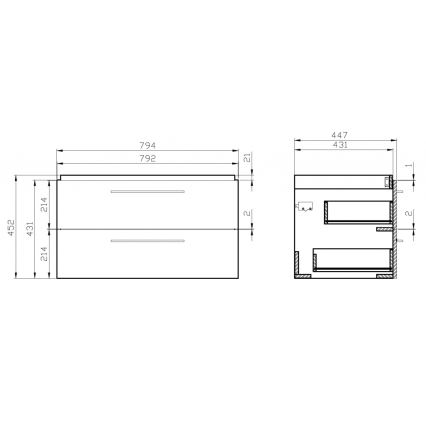 Cersanit S801-149-DSM - Závěsná koupelnová skříňka s umyvadlem LARA 46x80 cm bílá