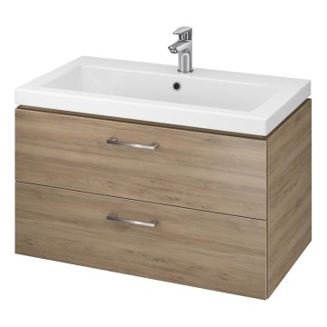 Cersanit S801-154-DSM - Závěsná koupelnová skříňka s umyvadlem ELODY 46x80 cm ořech