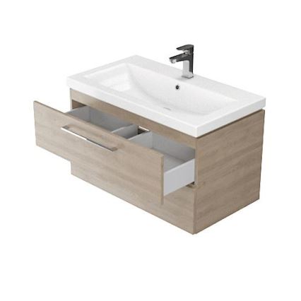 Cersanit S801-154-DSM - Závěsná koupelnová skříňka s umyvadlem ELODY 46x80 cm ořech