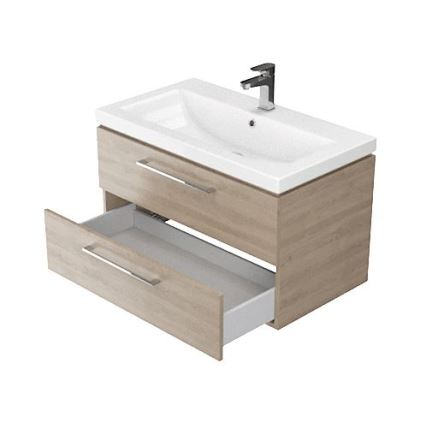 Cersanit S801-154-DSM - Závěsná koupelnová skříňka s umyvadlem ELODY 46x80 cm ořech