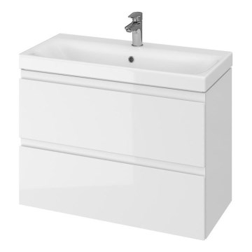 Cersanit S801-225-DSM - Závěsná koupelnová skříňka s umyvadlem MODUO SLIM 62x80 cm lesklá bílá