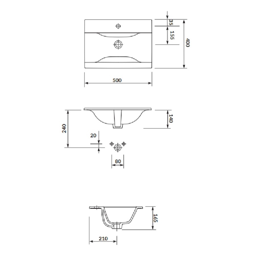 Cersanit S801-458 - Závěsná koupelnová skříňka s umyvadlem NIKO 50x40 cm ořech