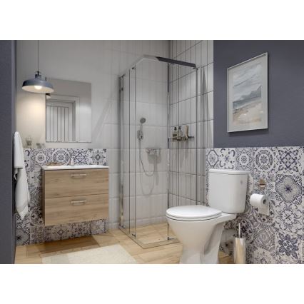 Cersanit S801-539 - Závěsná koupelnová skříňka s umyvadlem NIKO 80x45 cm ořech