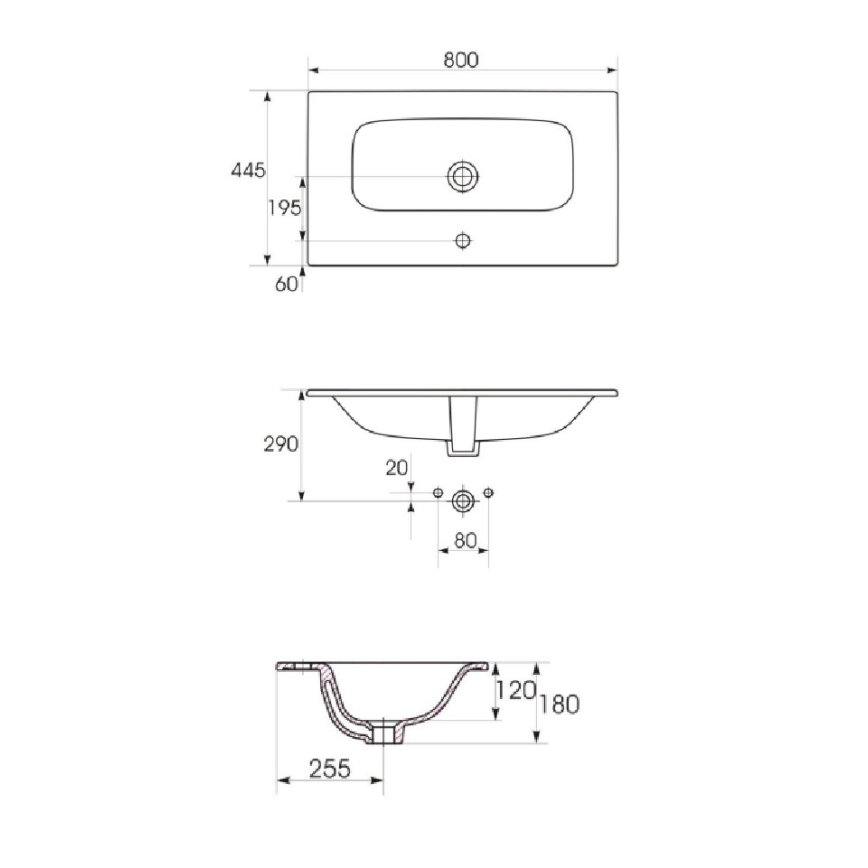 Cersanit S801-539 - Závěsná koupelnová skříňka s umyvadlem NIKO 80x45 cm ořech