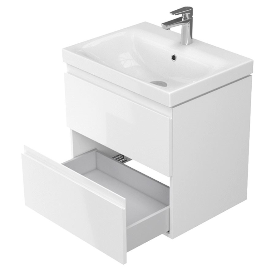 Cersanit S929-010 - Závěsná koupelnová skříňka pod umyvadlo MEDDIE 57x59,5 cm lesklá bílá