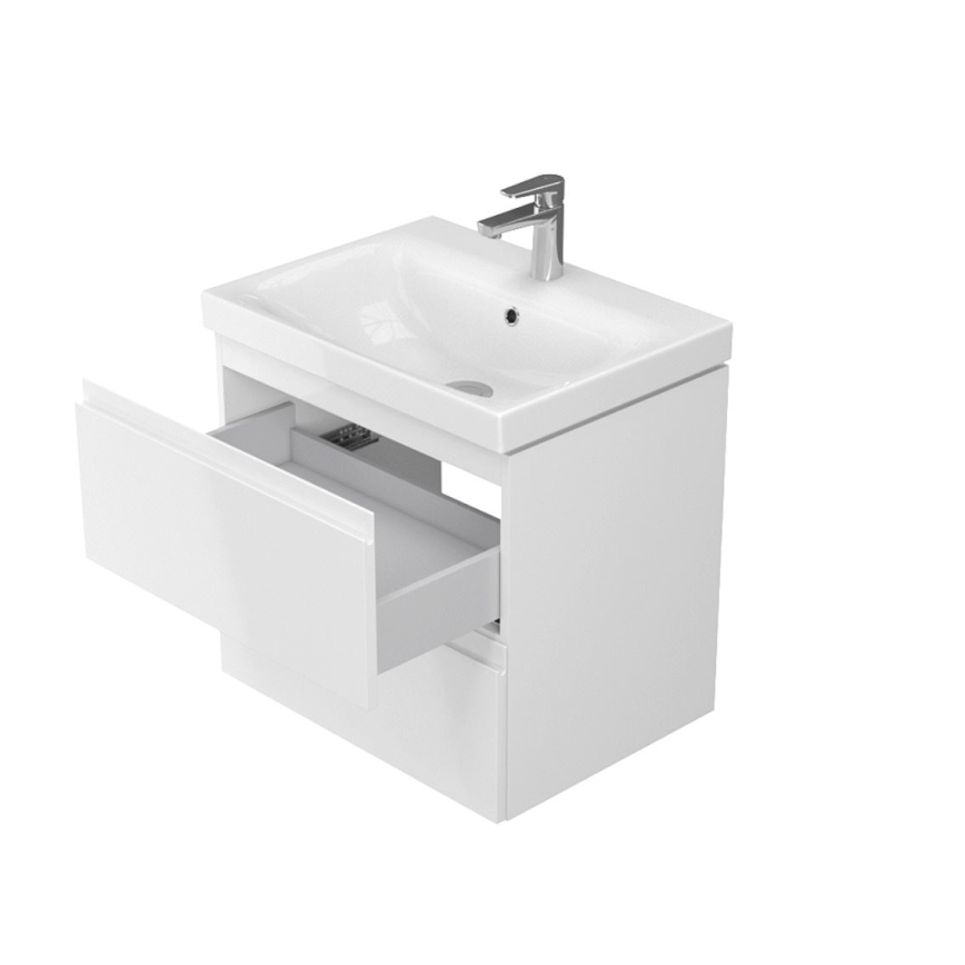 Cersanit S929-010 - Závěsná koupelnová skříňka pod umyvadlo MEDDIE 57x59,5 cm lesklá bílá
