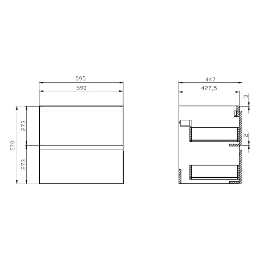 Cersanit S929-010 - Závěsná koupelnová skříňka pod umyvadlo MODUO 57x59,5 cm lesklá bílá