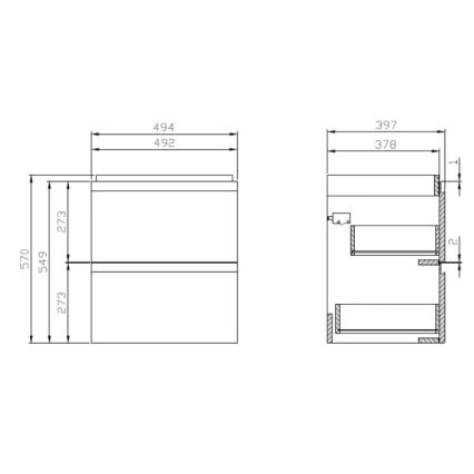 Cersanit S929-012 - Závěsná koupelnová skříňka pod umyvadlo MODUO 57x49,4 cm lesklá bílá