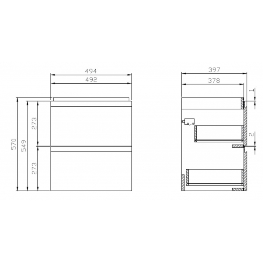 Cersanit S929-012 - Závěsná koupelnová skříňka pod umyvadlo MODUO 57x49,4 cm lesklá bílá