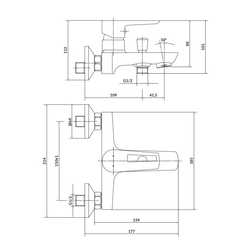 Cersanit S951-009 - Vanová baterie MILLE černá/lesklý chrom