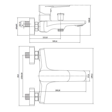 Cersanit S951-376 - Vanová baterie LARGA černá