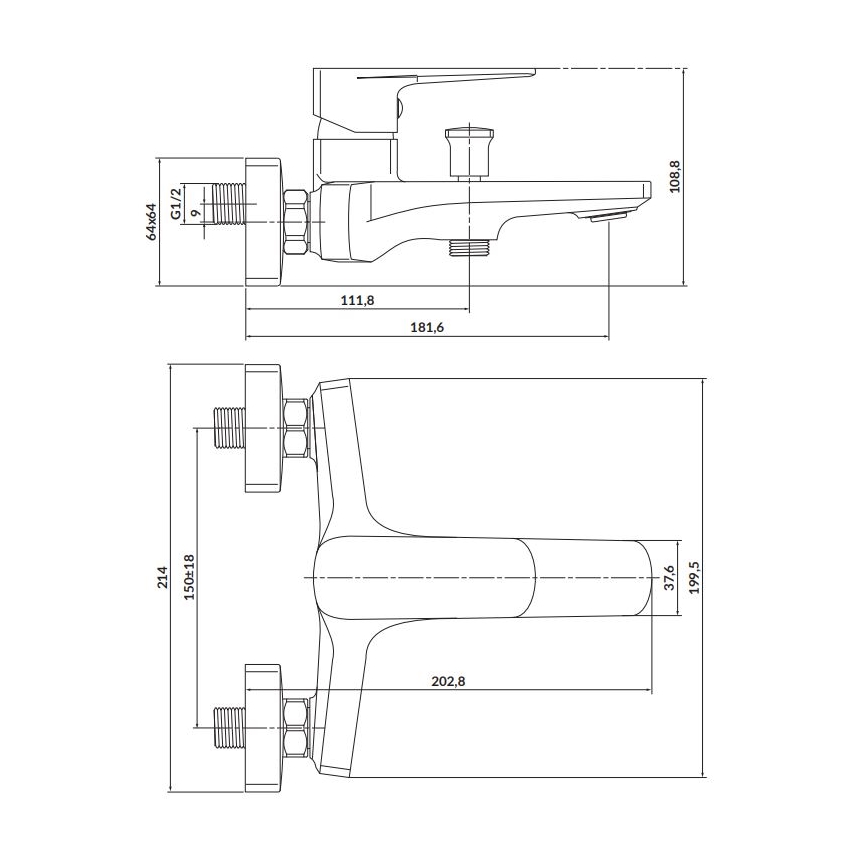 Cersanit S951-376 - Vanová baterie LARGA černá