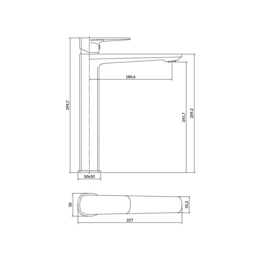 Cersanit S951-391 - Umyvadlová baterie LARGA 29,5 cm černá