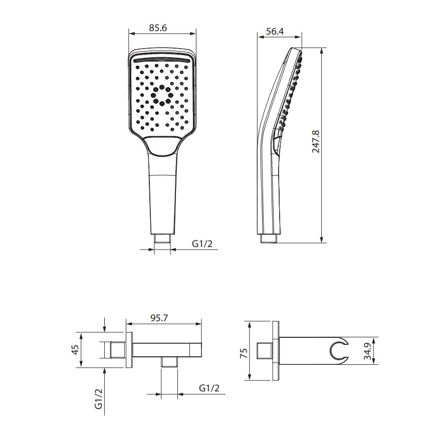 Cersanit S951-513 - Sprchová sada LARGA černá