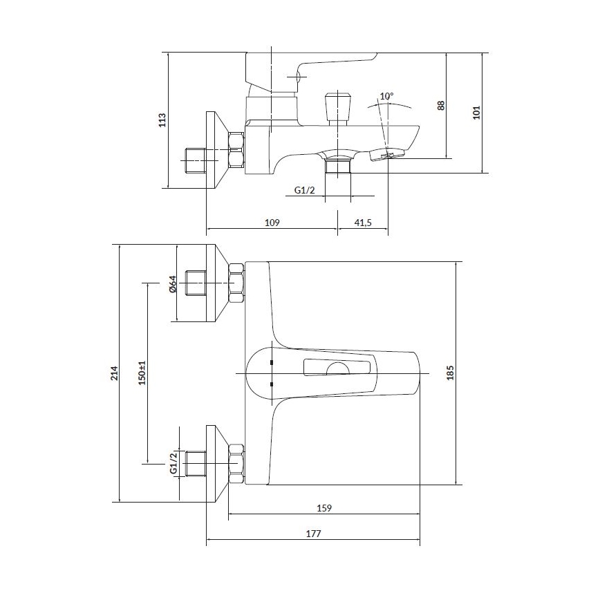 Cersanit S952-003 -Vanová sada s baterií + umyvadlová baterie MILLE lesklý chrom
