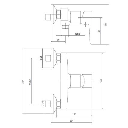 Cersanit S952-004 - Sprchová sada s baterií + umyvadlová baterie MILLE lesklý chrom