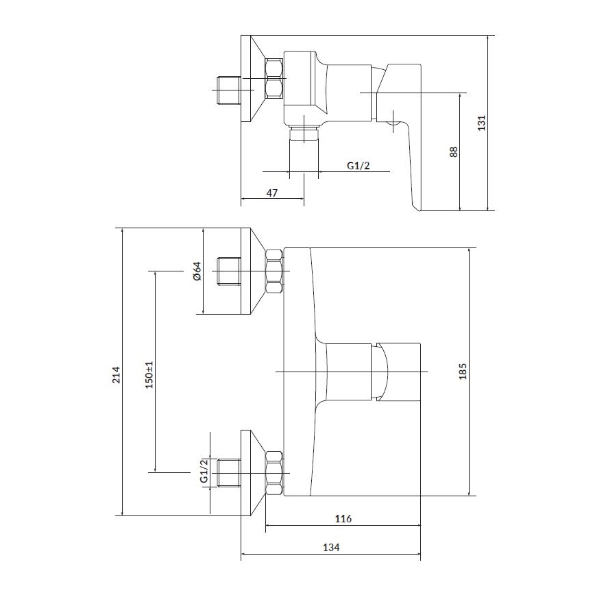 Cersanit S952-004 - Sprchová sada s baterií + umyvadlová baterie MILLE lesklý chrom