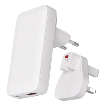 Cestovní adaptér s výměnnými nástavci USB GaN 100-250V