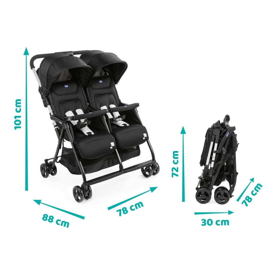 Chicco - Sportovní kočárek pro dvojčata OHLALA TWIN Black Night černá