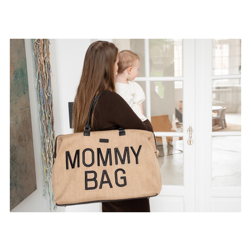 Childhome - Přebalovací taška MOMMY BAG RAFFIA LOOK béžová