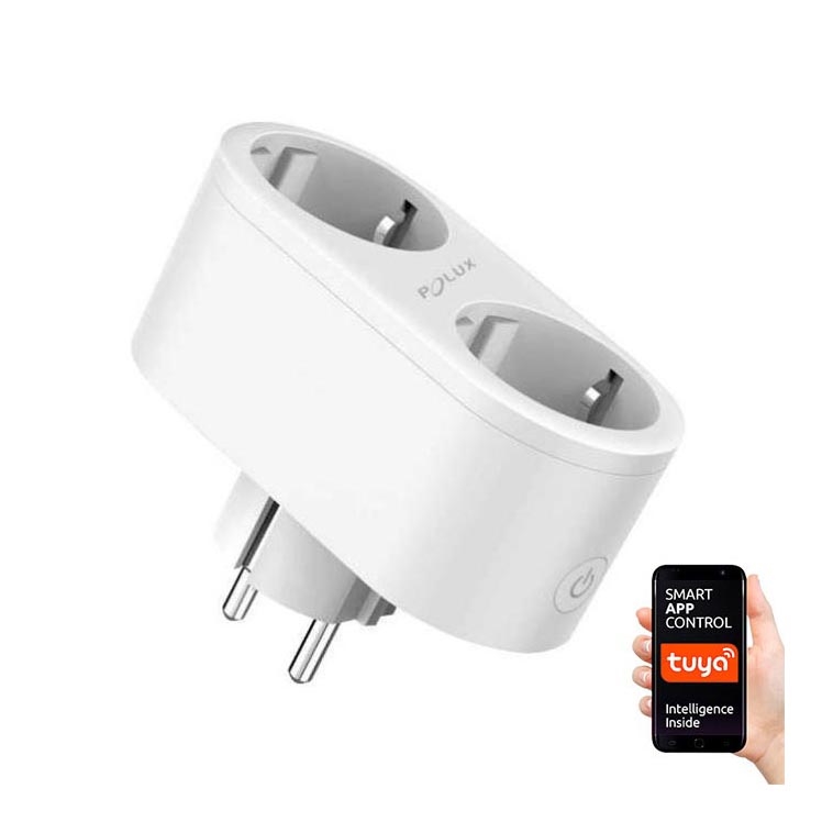 Chytrá dvojitá zásuvka SMART 3680W/230V/16A Wi-Fi Tuya SCHUKO