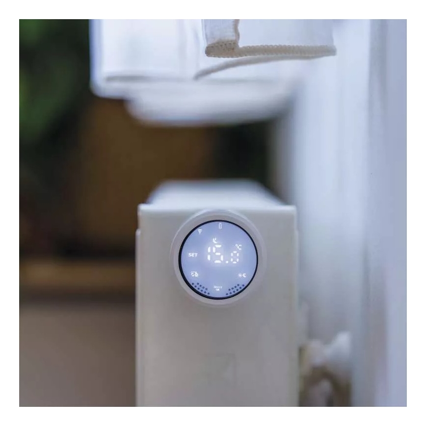 Chytrá termostatická hlavice s LCD displejem GoSmart M30x1,5 2xAA/1,5V Tuya