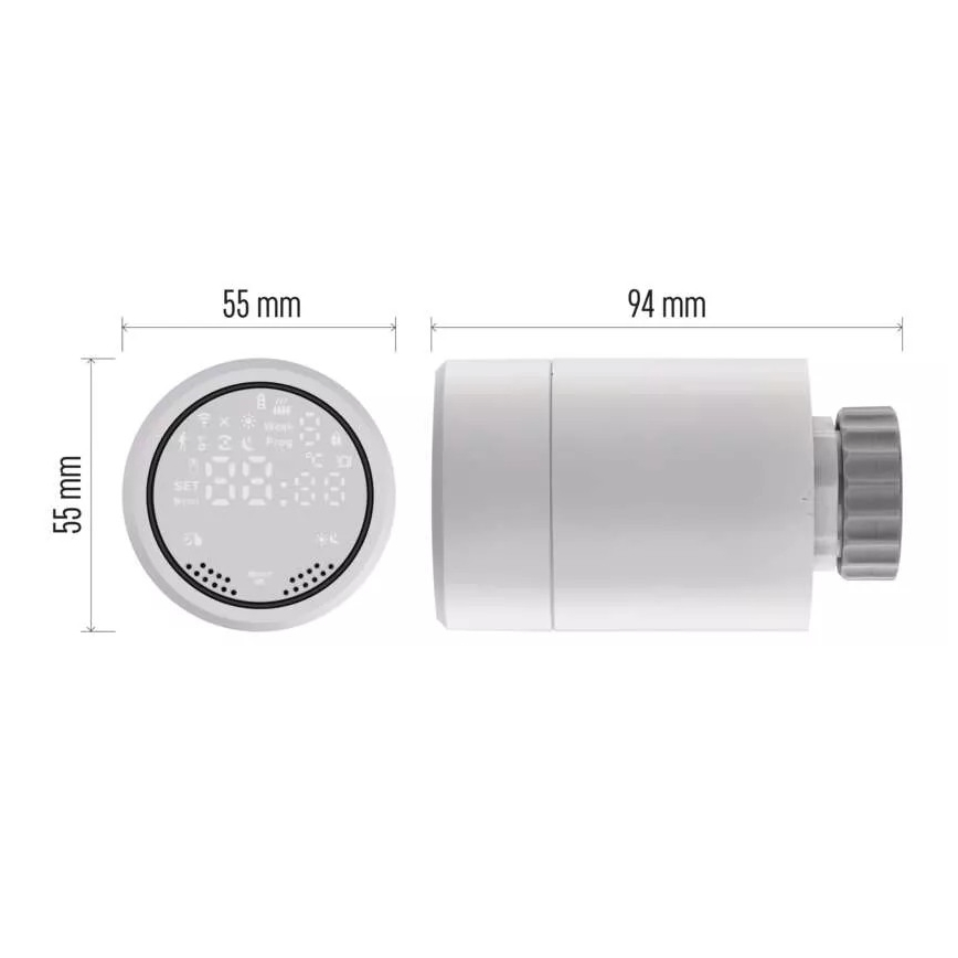 Chytrá termostatická hlavice s LCD displejem GoSmart M30x1,5 2xAA/1,5V Tuya