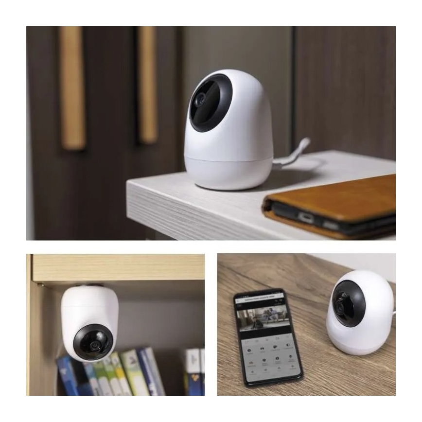 Chytrá vnitřní otočná kamera se senzorem pohybu GoSmart 5V Wi-Fi Tuya bílá