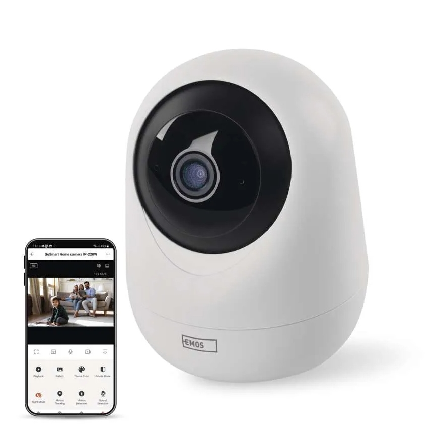 Chytrá vnitřní otočná kamera se senzorem pohybu GoSmart 5V Wi-Fi Tuya bílá
