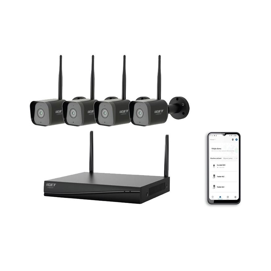 Chytrý kamerový systém + 4x kamera se senzorem 2K+ 12V IP65 Wi-Fi Tuya