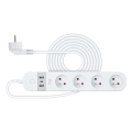 Chytrý prodlužovací kabel s vypínačem 4Z Typ E + 2x USB-A + 1x USB-C 1,5m Wi-Fi Tuya bílá