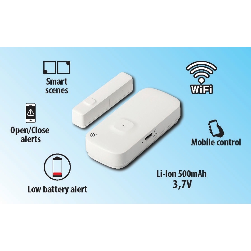 Chytrý senzor oken a dveří 3,7V 500 mAh Wi-Fi Tuya