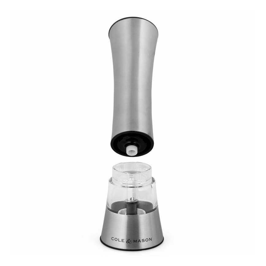 Cole&Mason - Elektrický mlýnek na sůl nebo pepř BURFORD 4xAAA 18 cm matný chrom