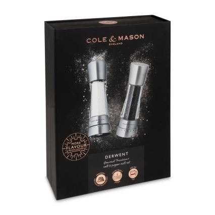 Cole&Mason - Sada mlýnků na sůl a pepř DERWENT 2 ks 19 cm lesklý chrom