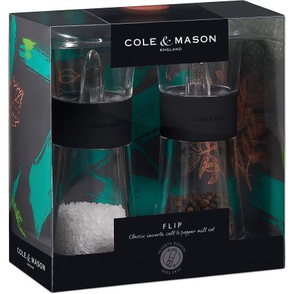 Cole&Mason - Sada mlýnků na sůl a pepř FLIP 2 ks 15,4 cm černá