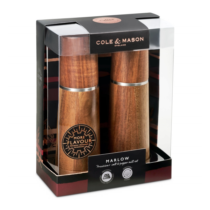 Cole&Mason - Sada mlýnků na sůl a pepř MARLOW akácie 2 ks 18,5 cm