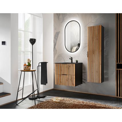 COMAD XILO BLACK WOTAN 82-60-D-2S-Koupelnová skříňka pod umyvadlo XILO černá/dub