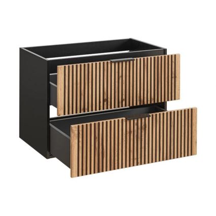 COMAD XILO BLACK WOTAN 82-80-D-2S-Koupelnová skříňka pod umyvadlo XILO černá/dub