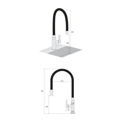 Concept BDC7138 - Dřezová baterie s flexibilním ramínkem lesklý chrom/černá