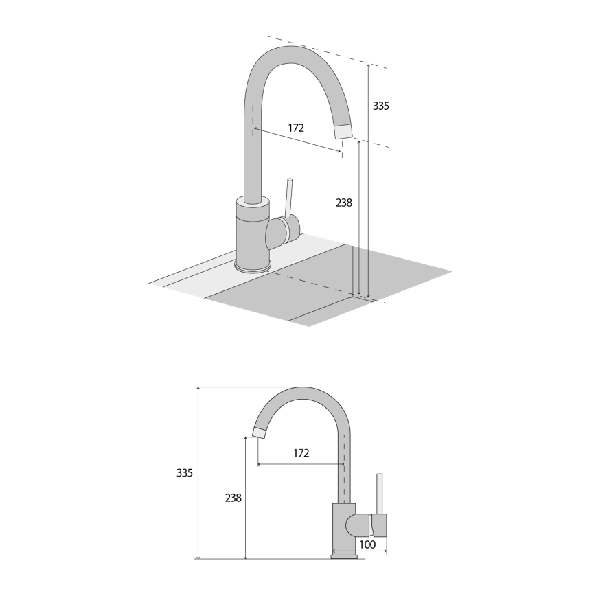 Concept BDG3334DG - Dřezová baterie 33,5 cm granit/tmavě šedá