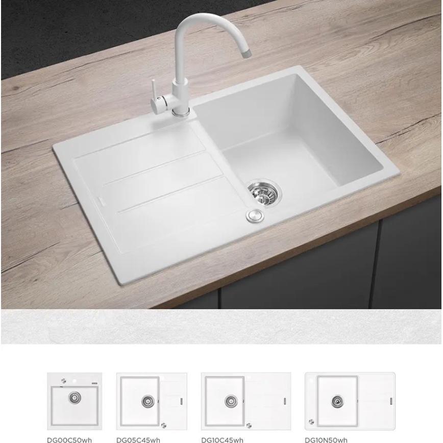 Concept BDG3334WH - Dřezová baterie 33,5 cm granit/bílá
