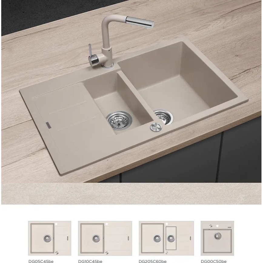 Concept BDG4527BE - Dřezová baterie s vytahovací sprškou 26,9 cm granit/béžová