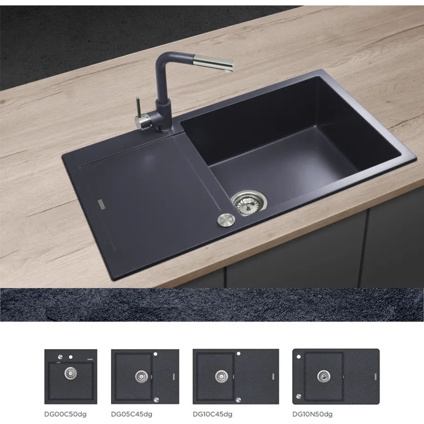 Concept BDG4527DG - Dřezová baterie s vytahovací sprškou 26,9 cm granit/tmavě šedá