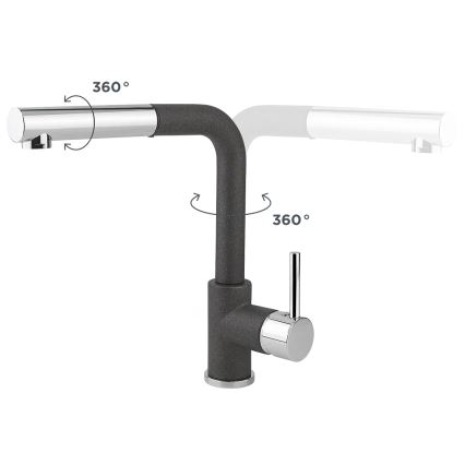 Concept BDG4527DG - Dřezová baterie s vytahovací sprškou 26,9 cm granit/tmavě šedá