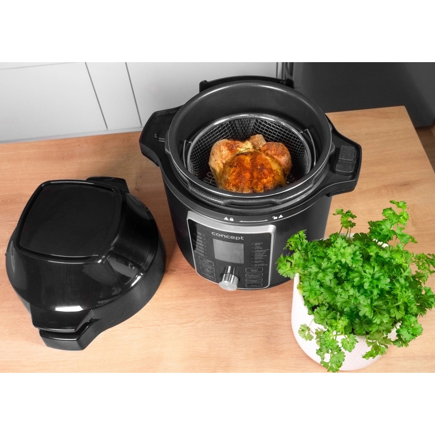 Concept CK8000 - Multifunkční elektrický tlakový hrnec a horkovzdušná fritéza 5,6 l 11v1 1500W/230V černá