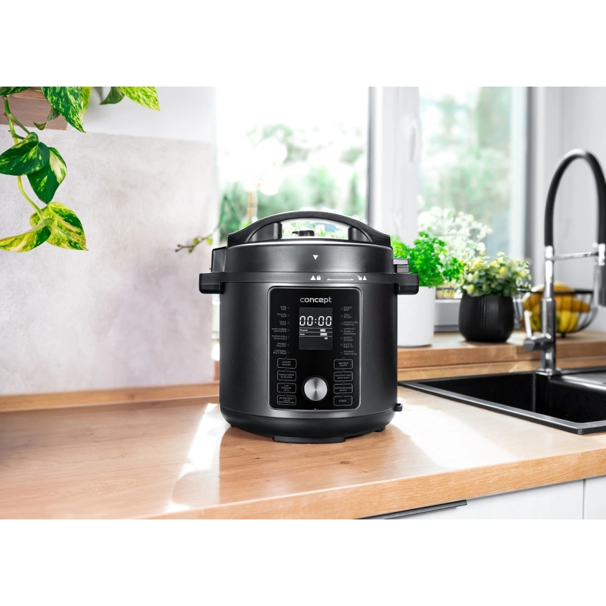 Concept CK8000 - Multifunkční elektrický tlakový hrnec a horkovzdušná fritéza 5,6 l 11v1 1500W/230V černá