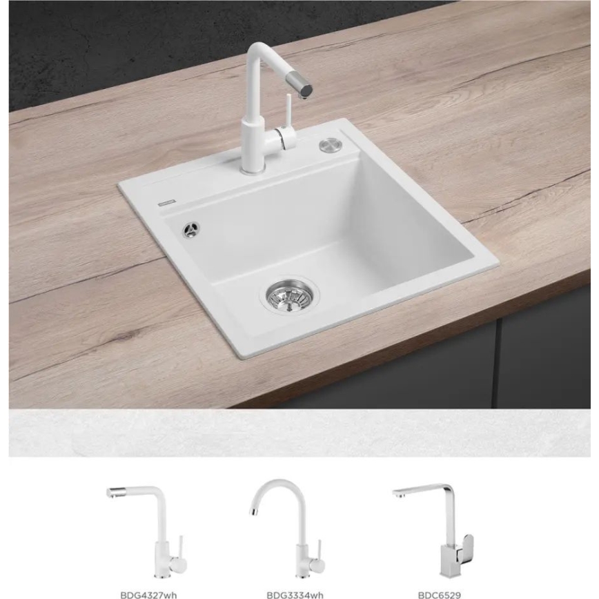 Concept DG00C50WH - Kuchyňský dřez CUBIS 49x51 cm granit/bílá