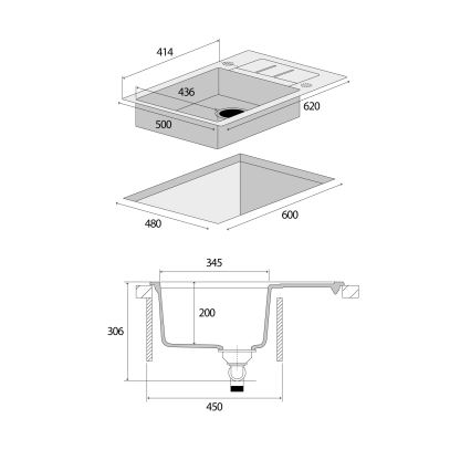 Concept DG05C45BE - Kuchyňský dřez CUBIS 50x62 cm granit/béžový