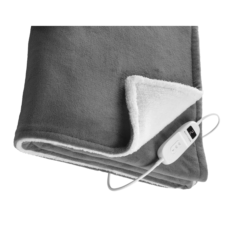 Concept DV7420 - Elektrická vyhřívaná deka 160W/230V 180x130 cm šedá/bílá