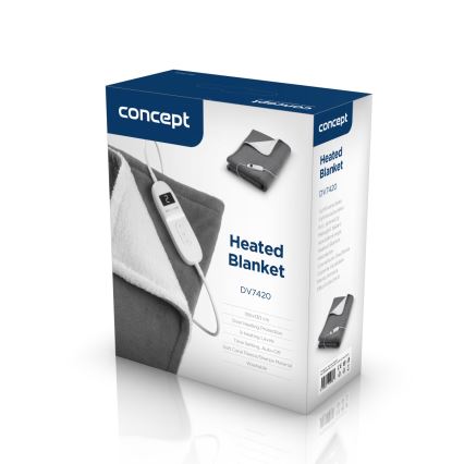 Concept DV7420 - Elektrická vyhřívaná deka 160W/230V 180x130 cm šedá/bílá